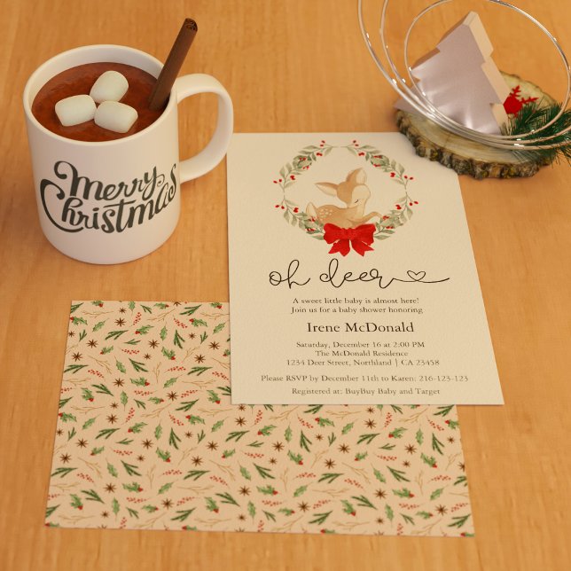 Invitación Baby Shower de Oh Deer Winter Greenery (Subido por el creador)