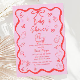 Invitación Baby Shower de onda rápida de moda de mano de mano