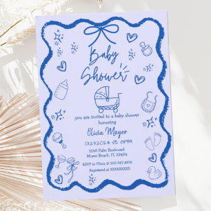 Invitación Baby Shower de onda rápida de moda de mano de mano