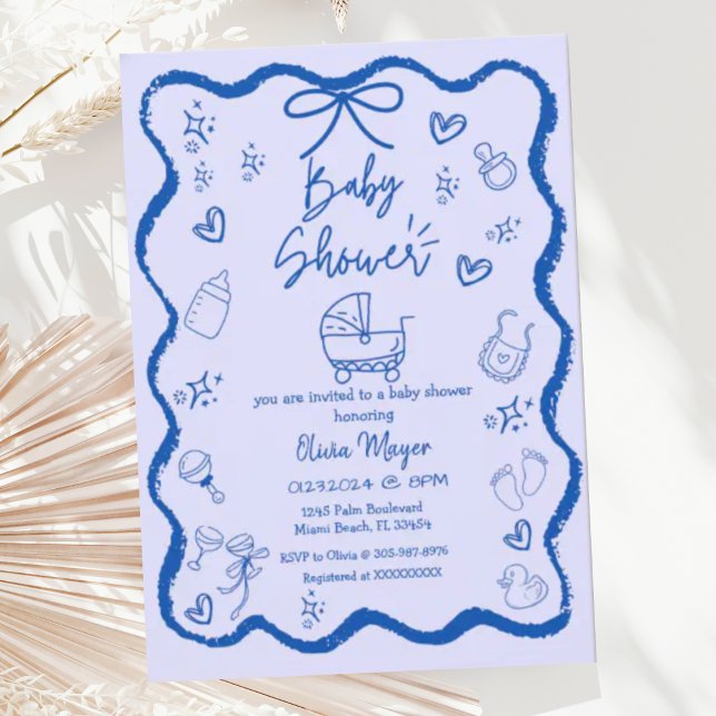 Invitación Baby Shower de onda rápida de moda de mano de mano (Subido por el creador)