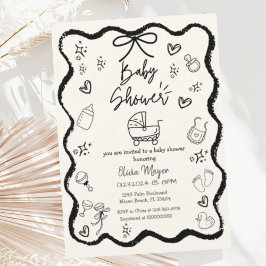 Invitación Baby Shower de onda rápida de moda de mano de mano