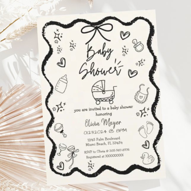 Invitación Baby Shower de onda rápida de moda de mano de mano (Subido por el creador)