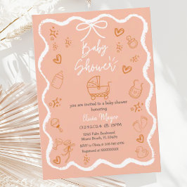 Invitación Baby Shower de onda rápida de moda de mano de mano