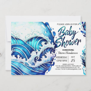 Invitación Baby Shower de ondas náuticas en línea