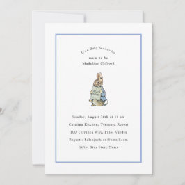 Invitación Baby Shower de origen azul y blanco