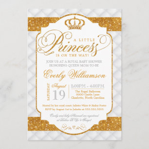Invitación Baby Shower de oro blanco de lujo Princ