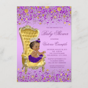 Invitación Baby Shower de oro de la princesa étnica Lavender