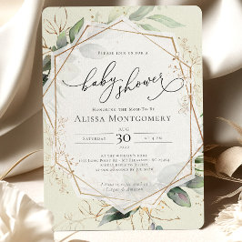 Invitación Baby Shower de oro geométrico