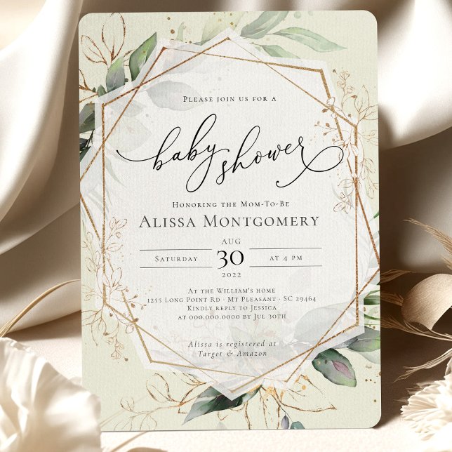 Invitación Baby Shower de oro geométrico (Subido por el creador)