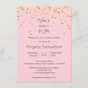 Invitación Baby Shower de oro rosado personalizado listo para