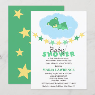 Invitación Baby Shower de osito de peluche de peluche neutro