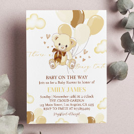 Invitación Baby Shower de osito de peluche marrón