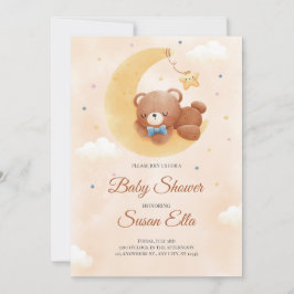 Invitación Baby Shower de oso de bebé blanco amari