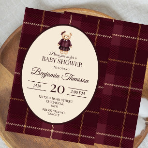 Invitación Baby Shower de Oso de Peluche de Lujo Chic
