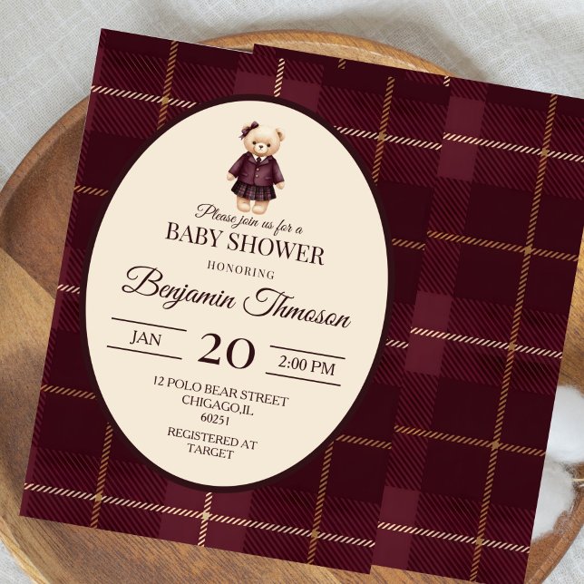Invitación Baby Shower de Oso de Peluche de Lujo Chic (Subido por el creador)