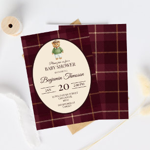 Invitación Baby Shower de Oso de Peluche de Lujo Chic