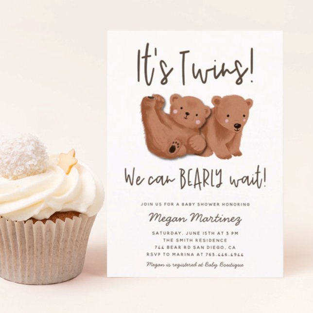 Invitación Baby Shower de oso gemelo (Subido por el creador)
