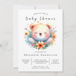 Invitación Baby Shower de oso grabable para pastas