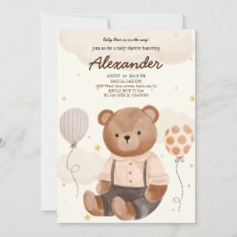 Invitación Baby Shower de oso marrón vintage