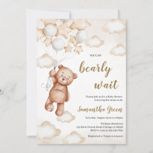 Invitación Baby Shower de oso neutro de género