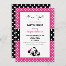 Baby Shower de oso panda negro y rosa caliente