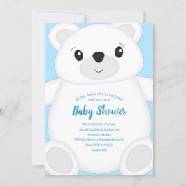 Invitación Baby Shower de oso polar azul
