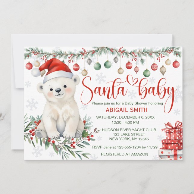 Invitación Baby Shower de oso polar para bebés (Anverso)