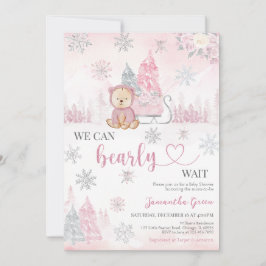 Invitación Baby Shower de oso rosa