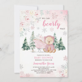 Invitación Baby Shower de oso rosa