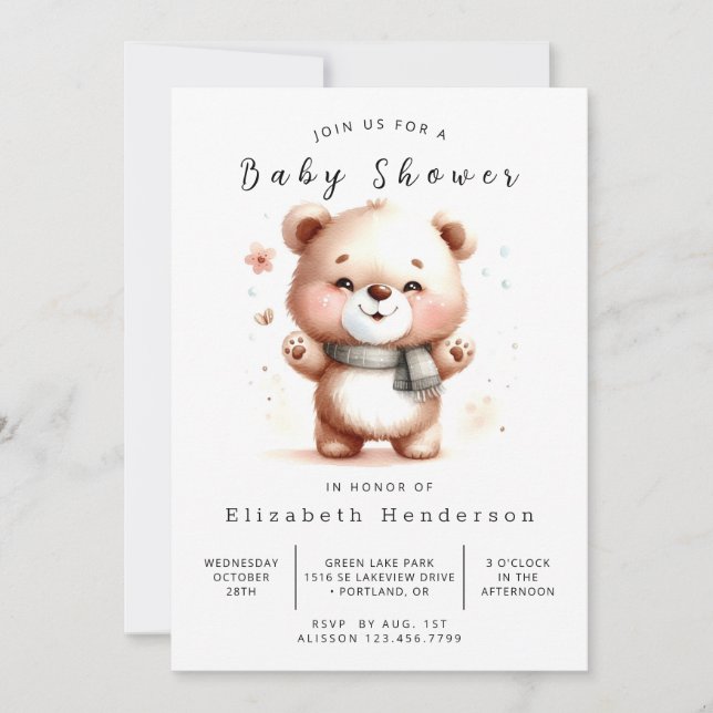 Invitación Baby Shower de oso ruso en línea (Anverso)