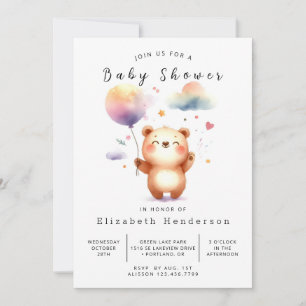 Invitación Baby Shower de oso ruso neutro de género