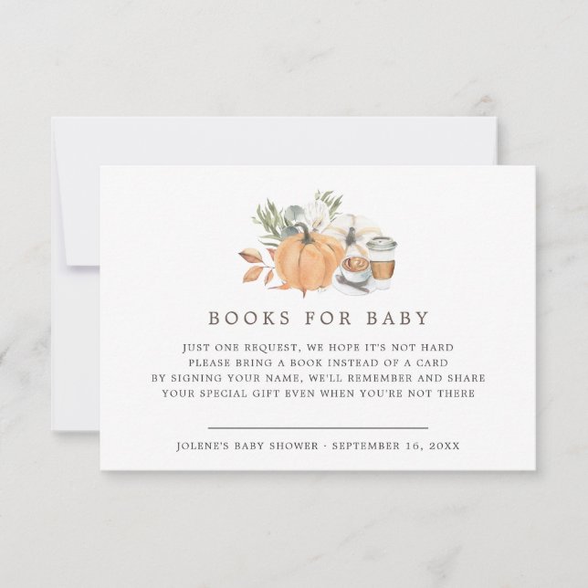 Invitación Baby Shower de Otoño Café | Libros para Bebé (Anverso)