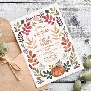 Invitación Baby Shower de Otoño con Acuarela