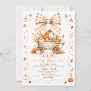 Invitación Baby Shower de Otoño con Carro de Calabazas y Ging