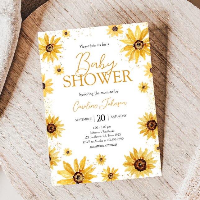 Invitación Baby Shower de otoño de girasol (Sunflower Baby Shower Invitation)