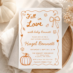 Invitación Baby Shower de Otoño en Naranja Quemado Dibujado a
