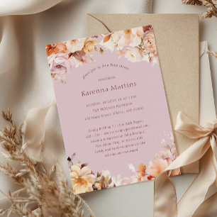 Invitación Baby Shower de Otoño Floral Lavanda Neutro en Géne