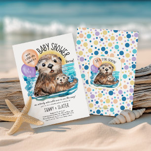 Invitación Baby Shower de Otter Beach, un mar totalmente ador