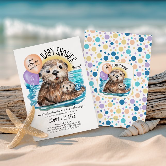 Invitación Baby Shower de Otter Beach, un mar totalmente ador (Subido por el creador)