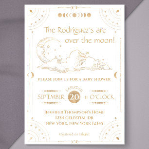 Invitación Baby Shower de "Over the Moon" (Sobre la Luna) Cel