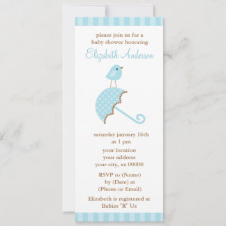 Invitación Baby Shower de pájaro azul