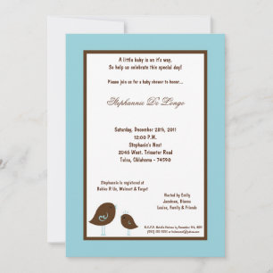 Invitación Baby Shower de pájaro azul claro 5x7