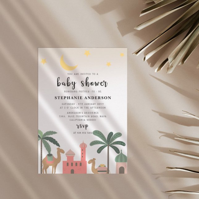 Invitación Baby Shower de palmeras de camello con tema del de (Subido por el creador)