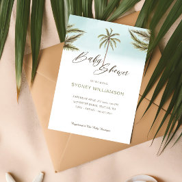 Invitación Baby Shower de palmeras de color tropical mínimo