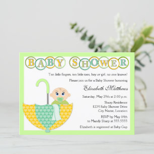 Invitación Baby Shower de paraguas desconocido