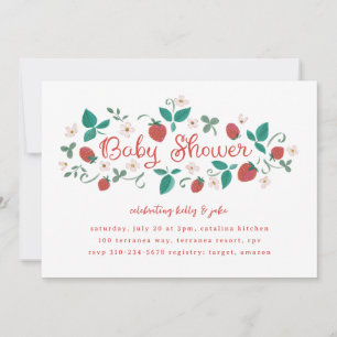 Invitación Baby Shower de parche de fresa