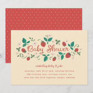 Invitación Baby Shower de parche de fresa