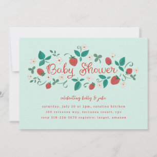 Invitación Baby Shower de parche de fresa