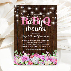 Invitación Baby Shower de Parejas BBQ Baby   Niña BaByQ Barba