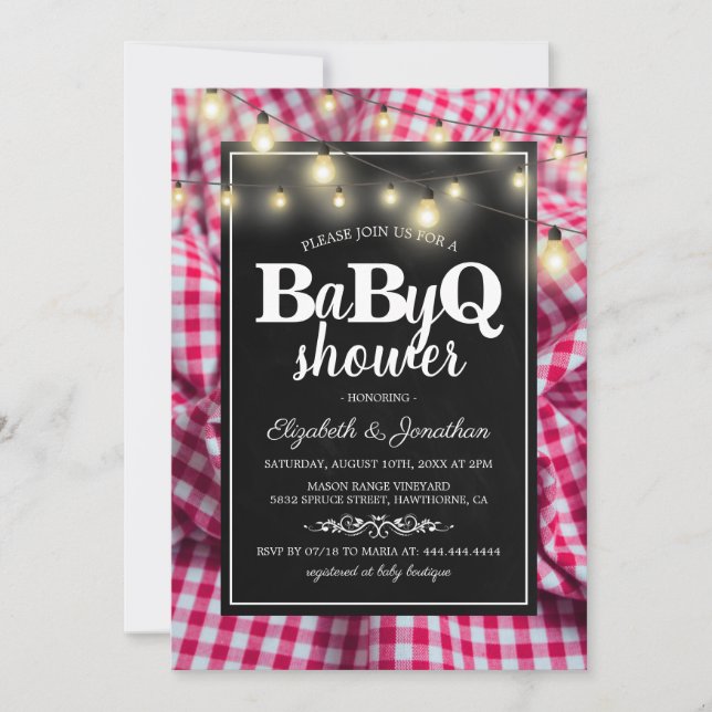 Invitación Baby Shower de Parejas BBQ | BaByQ Barbacoa (Anverso)